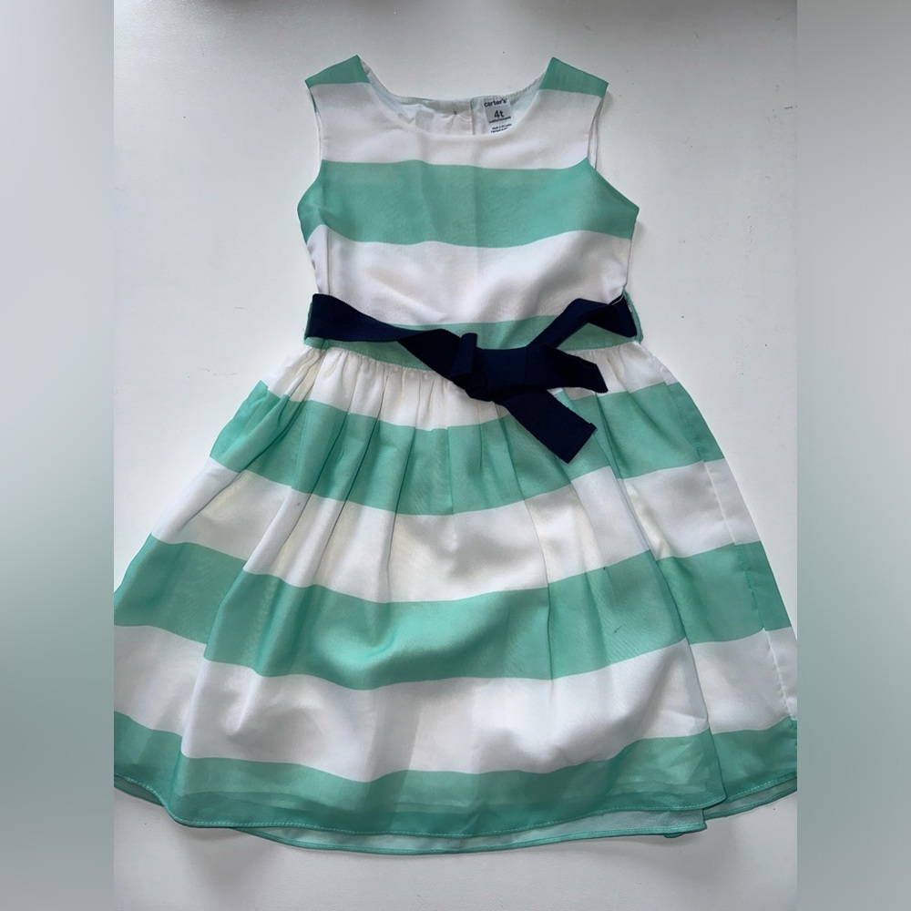 Carters Girls Easter Formal Church Striped Dress Size 4T